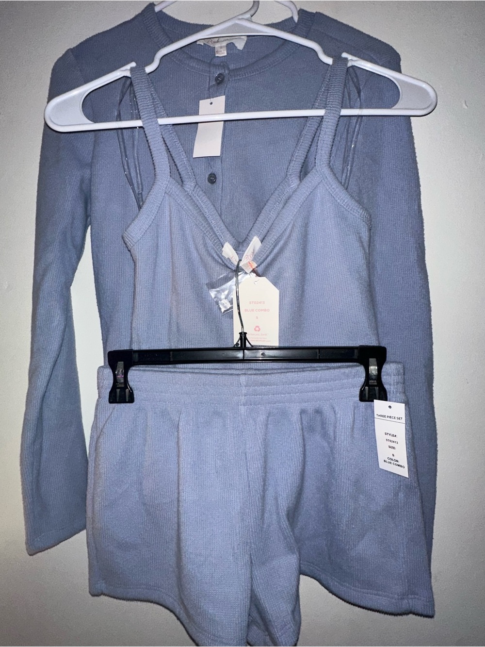 Pink Rose 3-Piece Ribbed Knit Loungewear Set